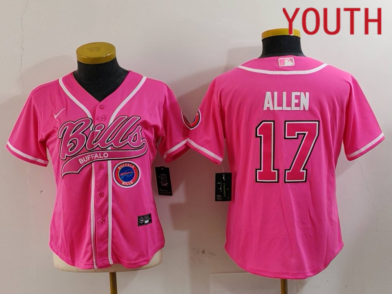Youth Buffalo Bills #17 Allen Pink Joint Name 2024 Nike Limited NFL Jersey style 9122